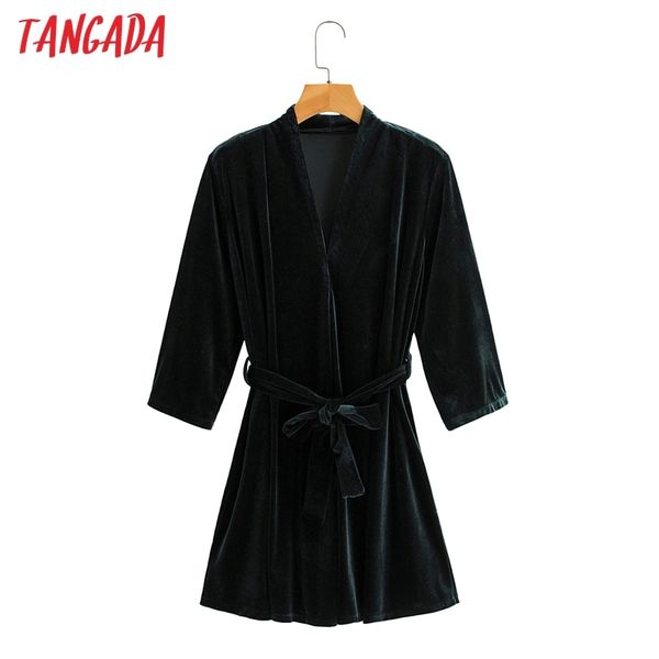 

fashion women solid velvet kimono with slash long sleeve ladies mini dress vestidos sy50 210416, Black;gray