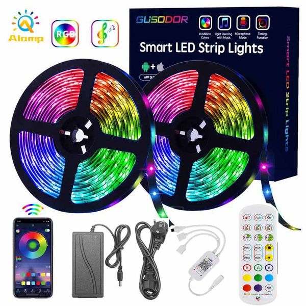 

led strip light waterproof rgb bluetooth strips full set 16.4ft 32.8ft 60leds/m 5050smd tape lights with remote and adapter