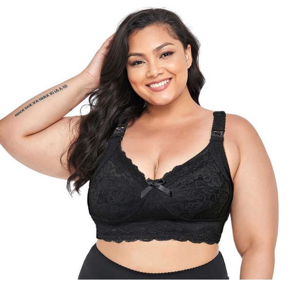 Mulheres Plus Size Amamentação Maternidade Enfermeira Bras Wirefree Algodão Maternidade Alimentando Bra Macio B-G Xícara de Sono Underwear Y0925