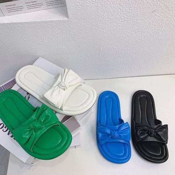 

slippers 2021summer soft comfortable flat fashion female open toe bow bottom flip flops ladies casual candy color shoes, Black