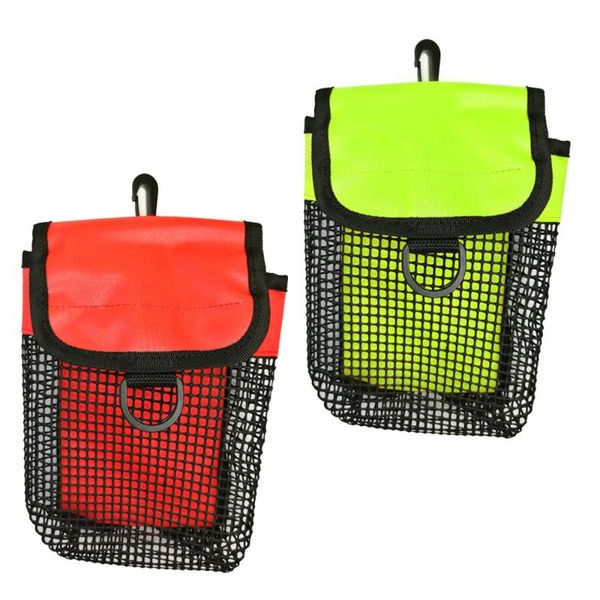 

pool & accessories diving finger spool reel mesh storage holder bag with snap dive smb carrying pouch