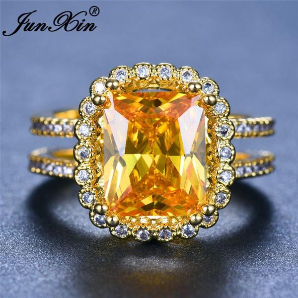 

vintage austrian crystal engagement rings for women yellow gold color royal blue purple green zircon wedding ring, Slivery;golden