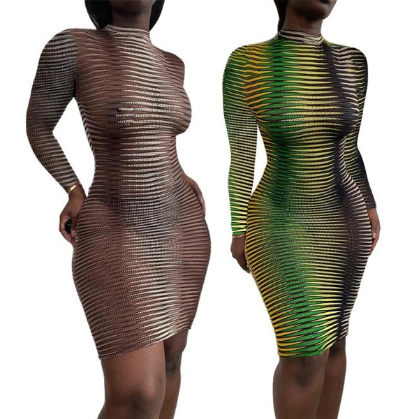 

casual dresses skinny women long sleeve dress pullover robe female see through party club vestidos pack hip mini, Black;gray