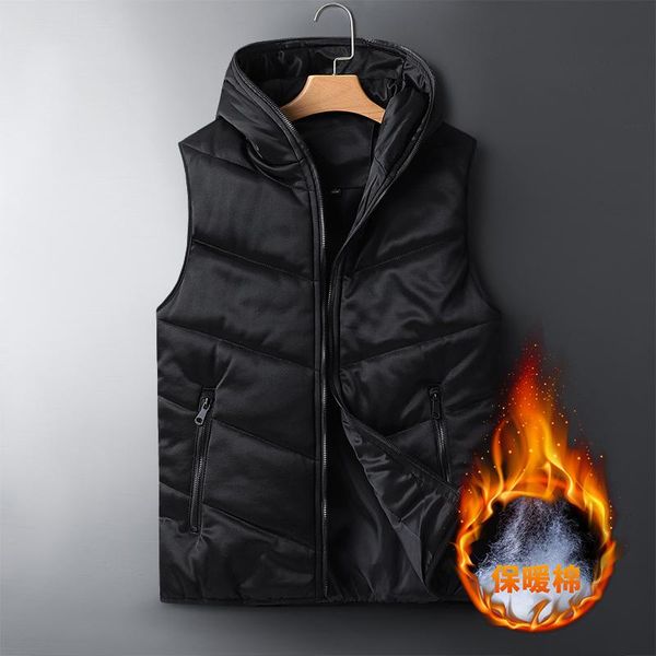 

men's vests men jacket warm sleeveless vest spring autumn stylish mens plus size winter waistcoat, Black;white