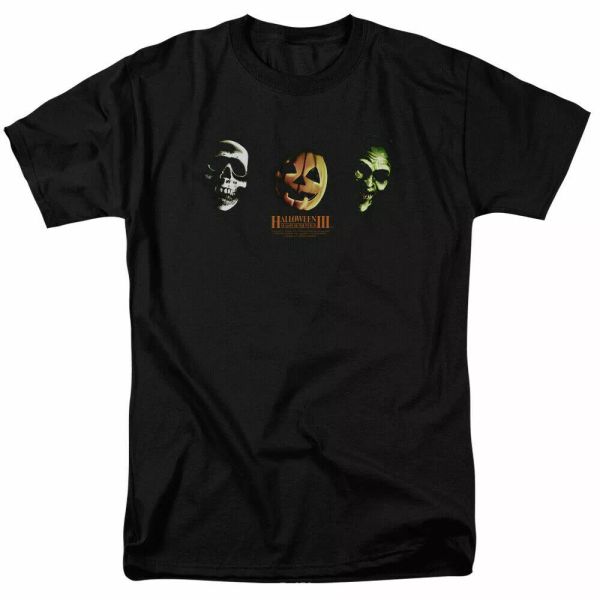 

halloween 3 three masks t shirt licensed horror movie retro classic tee black, White;black