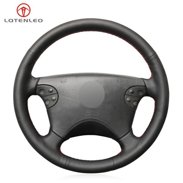 

steering wheel covers lqtenleo black pu artificial leather diy car cover for - w210 e-class e320 2000 2001 2002