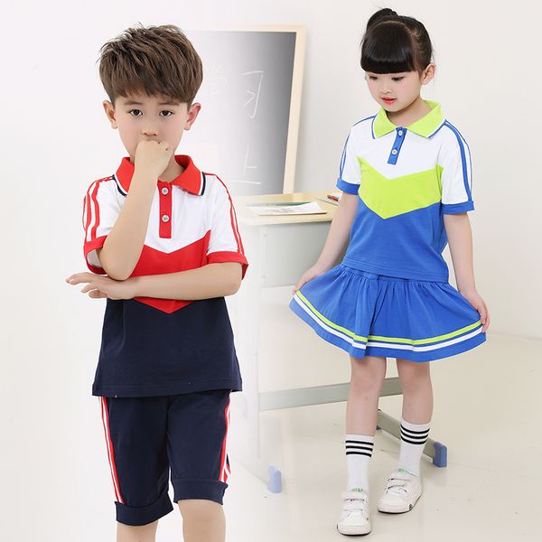 

clothing sets girl and boy school uniform children japanese clothes sports clothings drop, White