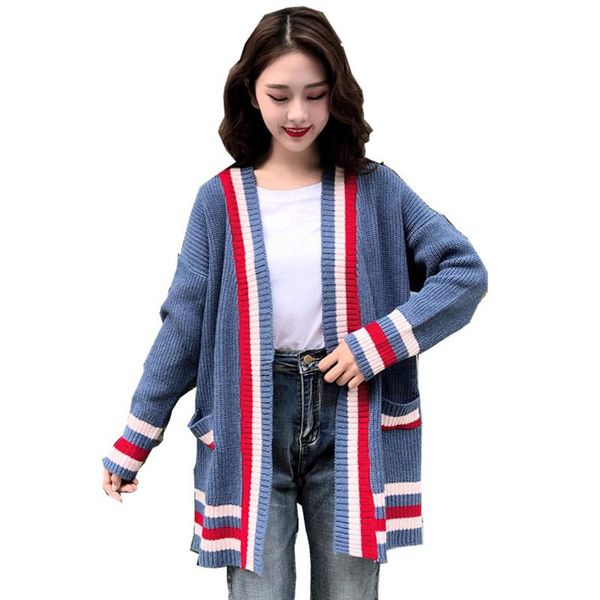 Frauen Pullover Winter Pullover Strickjacke Frauen Kleidung 2021 Koreanische Mode Kleidung Lose Langarm Colorblock Gestrickte Weihnachten Tops