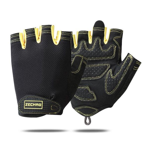 

cycling gloves half finger fitness fishing mtb road shockproof wear resistant breathable men women sports bicycle, Black