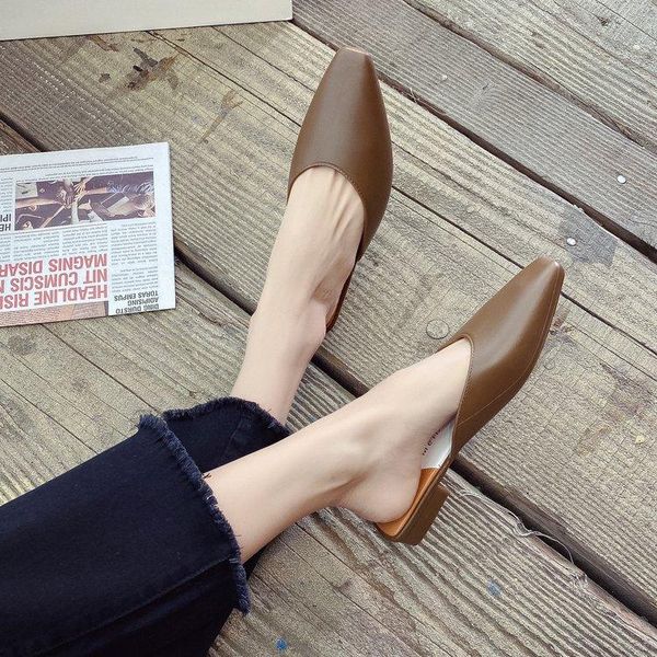 

web celebrity slippers female wear shoes outside 2021 lazy baotou half summer women flat, Black