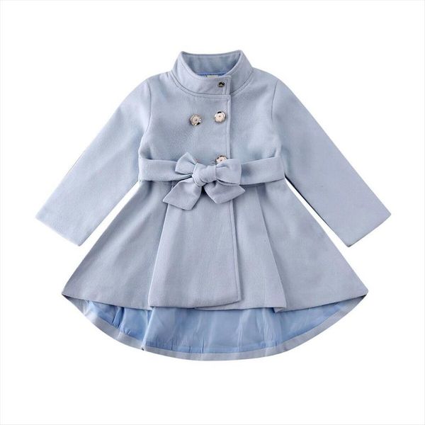 

1 5years toddler baby girl outerwear long dress windbreaker jacket coat autumn winter, Blue;gray