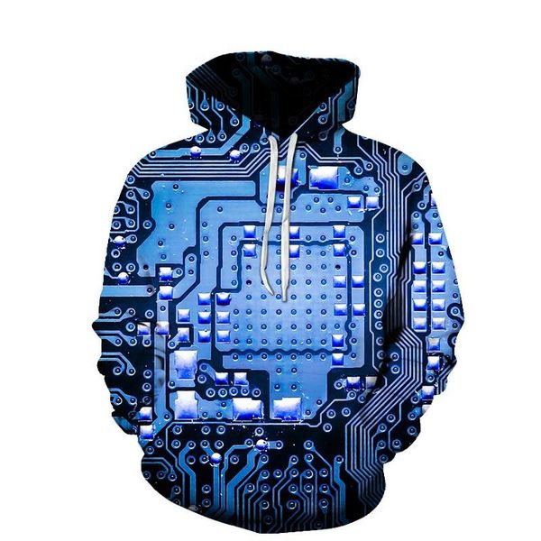 

men's hoodies & sweatshirts 2021 electronic chip 3d printed men women fashion casual hooded hip hop harajuku streetwear oversized hoodi, Black