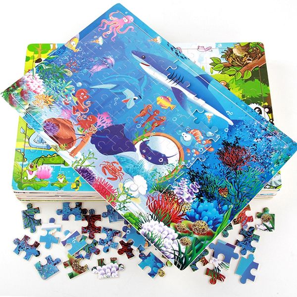 Giochi di puzzle in legno da 100 pezzi Giocattoli per bambini Cartoon Bambini Primi educativi Puzzle fai-da-te Regali per bambini M3610