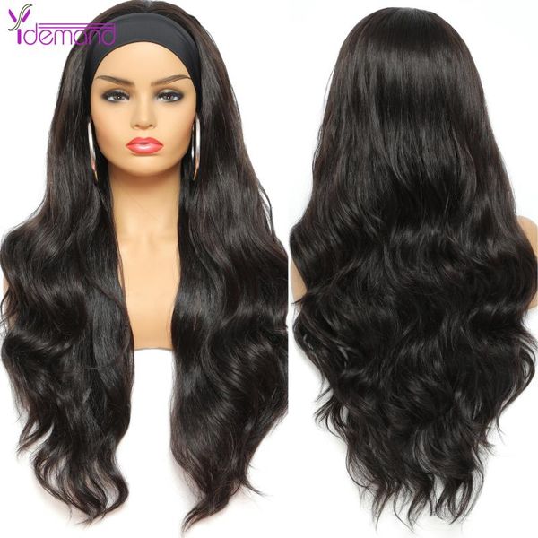 

demand headbandwig pelucas body wave synthetic headwraps hair wig 2021 long wavy headband for black women none replacement wigs