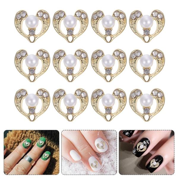 

12pcs stylish diy manicures decoration 3d heart nail art decor accessories drill &