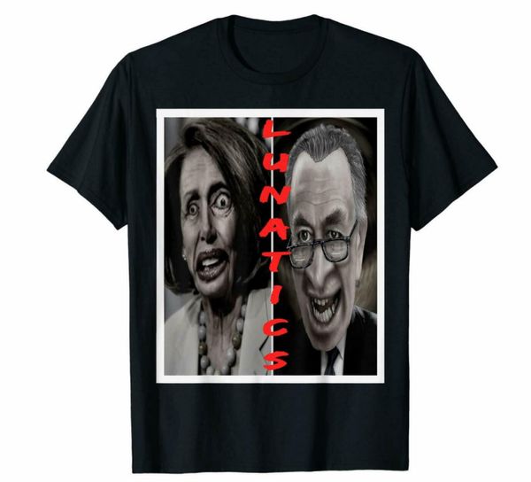 

r1 lunatic nancy pelosi chuck schumer funny black t-shirt s-6xl, White;black