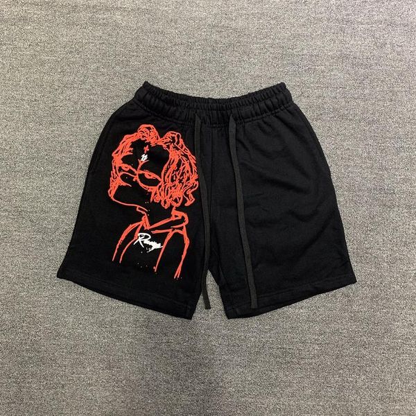 

22ss red printing cotton shorts men women streetwear summer skateboard pants, Black