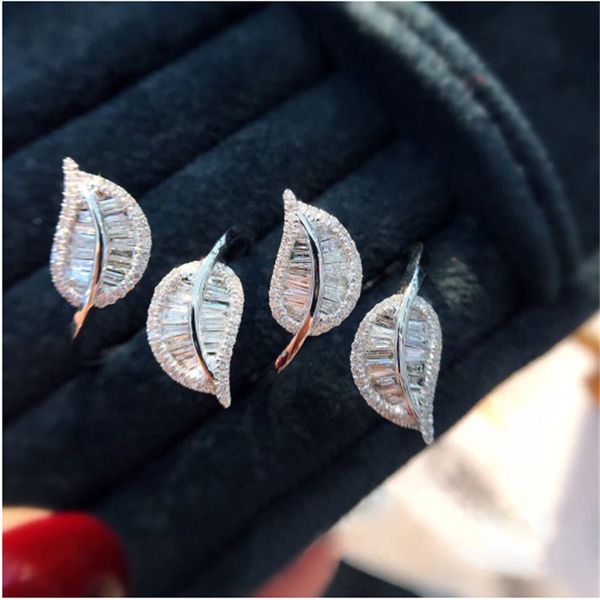 

leaf shape diamond cz ring 925 sterling silver jewelry charm engagement wedding band rings for women bridal party accessory, Slivery;golden