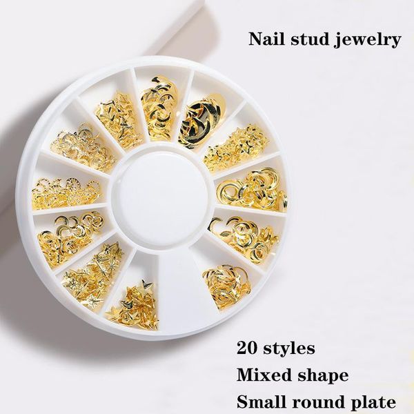 

metal rivets nail art rhinestones 20 models 12 grids small round boxes decorated with diy 3d rivet decorations1, Silver;gold