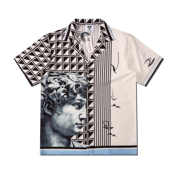 

men's casual shirts printed shirt men summer streetwear hawaiian man oversized, White;black