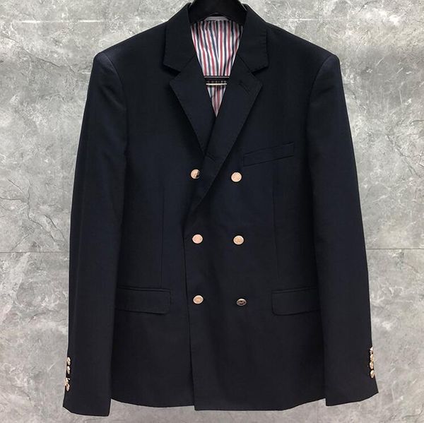 

men's suits & blazers 2021 fashion formal blazer men british casual suit slim black jacket spring autumn double breasted thin wool coat, White;black
