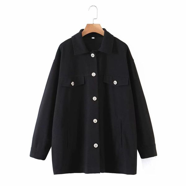 

fall winter women jacket oversized warm black coat overshirt fashion high street woman outfits 210420, Black;brown