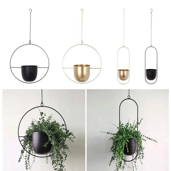 Outro jardim Suprimentos Nordic Hanging Metal Ferro Planta Flor Potenciômetros Titular Balcão Suculentas Montagem de Parede Gancho Balançando Bedroom Quarto Decorat