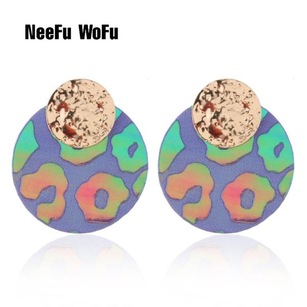 

dangle & chandelier neefu wofu flash leather earrings brand big for woman copper earring round brincos oorbellen leopard wholesale, Silver