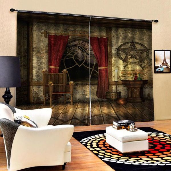 

curtain & drapes retro curtains 3d window print luxury blackout for living room