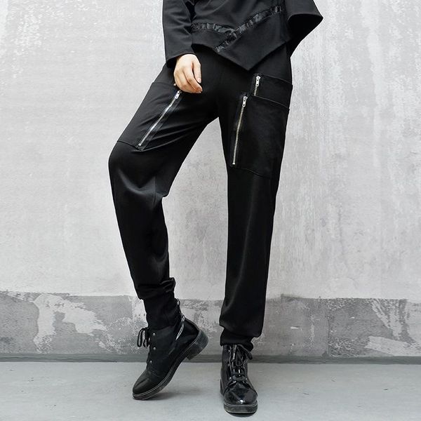 

women's pants & capris female plus size woman casual cargo european style zipper black trouser, Black;white