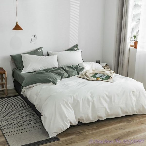 

bedding sets explosive style washed cotton set coverall pure quilt cover nordic 3pcs 4pcs color gray blue pink1.8