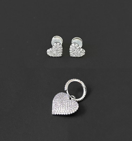 

s925 sterling silver 5a zircon single love earring female diamond heart-shaped earrings cute fashion luxury brand monaco jewelry, Golden;silver