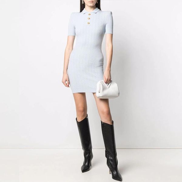 

casual dresses 2021 autumn winter knitted short sleeve dress temperament high waist step, Black;gray