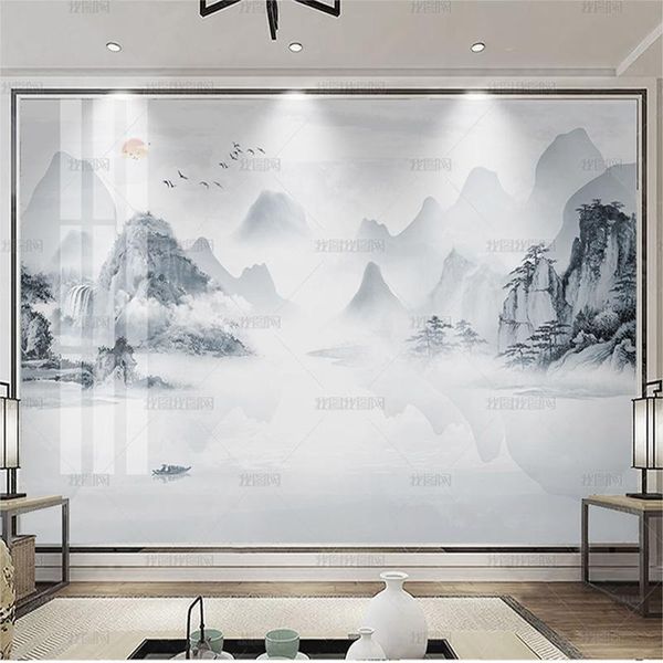 

wallpapers beautiful and simple chinese marble artistic conception landscape wallpaper living room tv background wall mural cloth