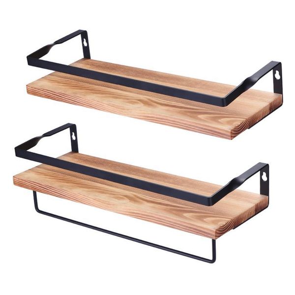 

bathroom shelves solid wood wooden wall mounted vintage retro rack 2pcs floating storage shelf display home kitchens decor