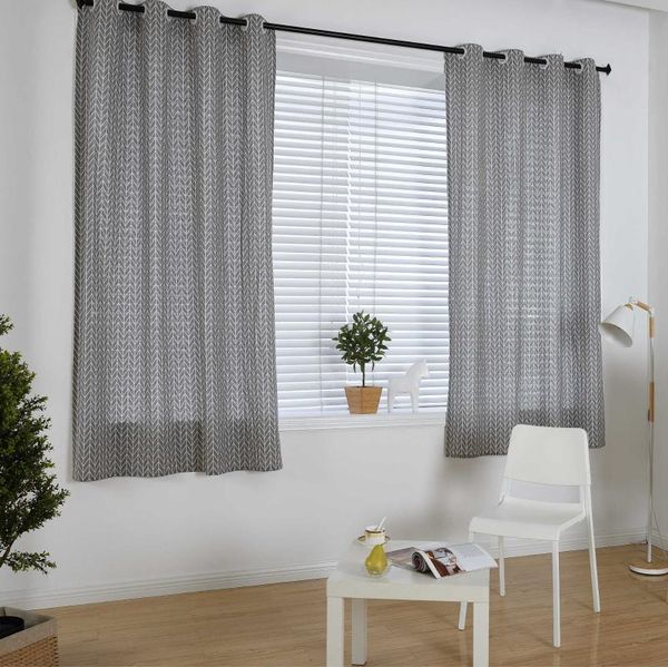 

curtain & drapes high-quaility european linen blackout curtains finished semi-shading gray geometric study bedroom living room 55*85