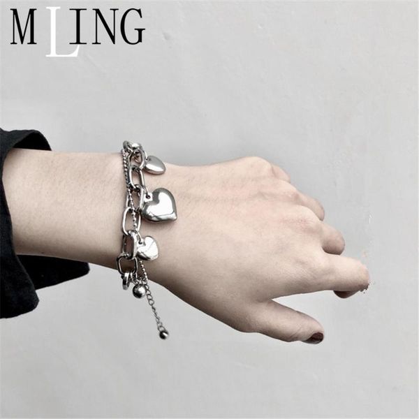 

charm bracelets mling 2021 fashion silver bracelet est beads heart pendant for women girl, Golden;silver