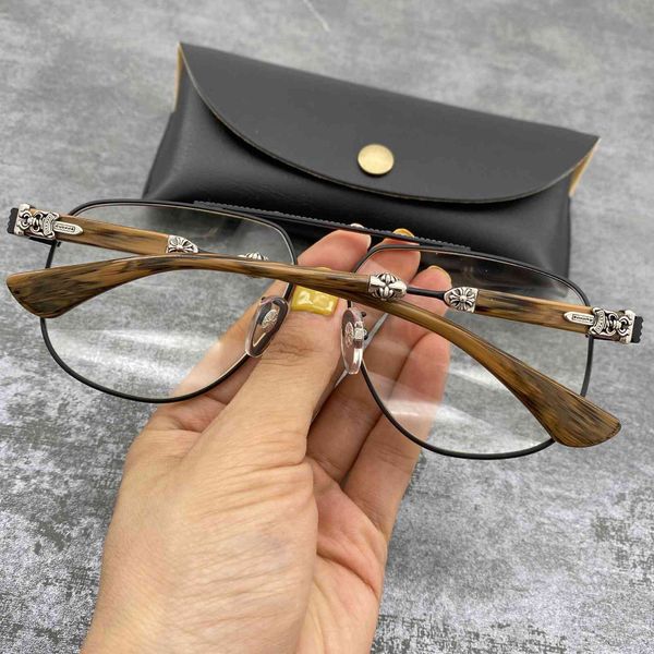 

80% off store online crosin glasses frame metal fashion double beam square wide face men's flat, White;black