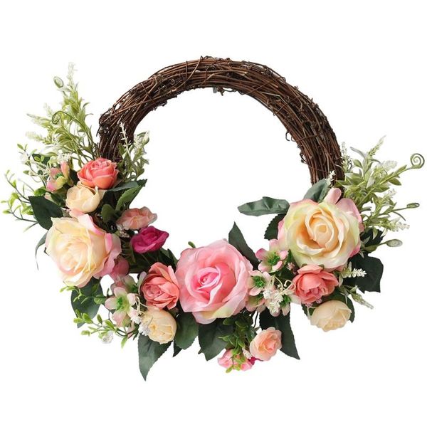 

decorative flowers & wreaths artificial rose flower wreath spring for home office garden party wedding arch front door wall window decor