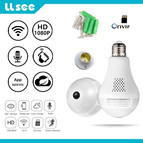 

panoramic camera wi fi 1080p led light fisheye lamp cctv video surveillance home security burglar ip 360 degrees cameras