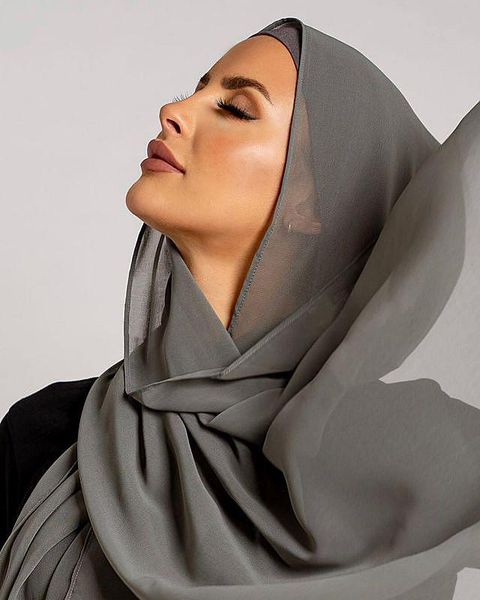 

premium chiffon hijab heavy chiffon multicolor plain color hijab scarf, Blue;gray