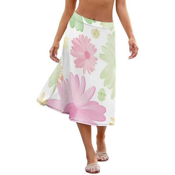 

skirts daisy skirt elastic spandex girls patterns beach midi, Black