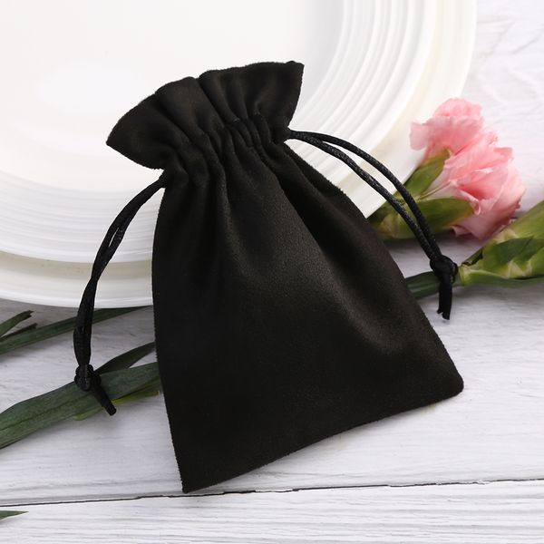 

50pcs black small pouch flannel velvet jewelry gift pouches wedding favors drawstring bags for beads new year birthday christmas accessories, Pink;blue
