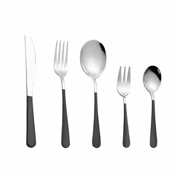 

dinnerware sets full tableware stainless steel cutlery black fork spoons knives set rose gold dinner flatware drop