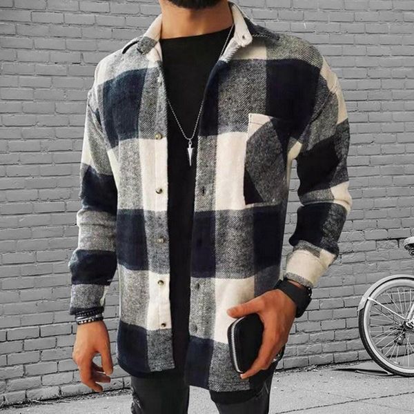 

men's casual shirts shujin fashion spring plaid man long sleeve soft comfort slim styles men jacket cardigan shirt button coat, White;black