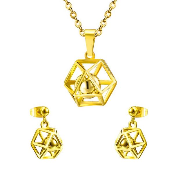 

earrings & necklace luxukisskids arrival gold/steel color stainless steel jewelry sets women pendant and earring with zircon, Silver