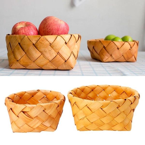 

storage baskets creative hand-woven round fruit basket bread basket-wood picnic