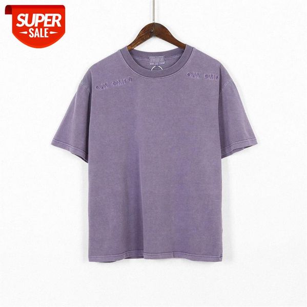 

washed batik embroidery letters simple solid color short sleeve men and women one piece wholesale #bz5j, White;black