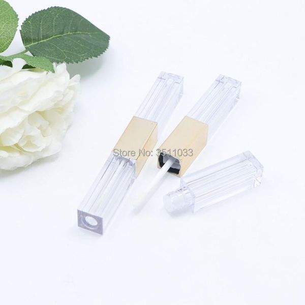 

storage bottles & jars 6ml transparent empty double head lip gloss tube gold sides clear oil packaging container diy makeup lipgloss bottle