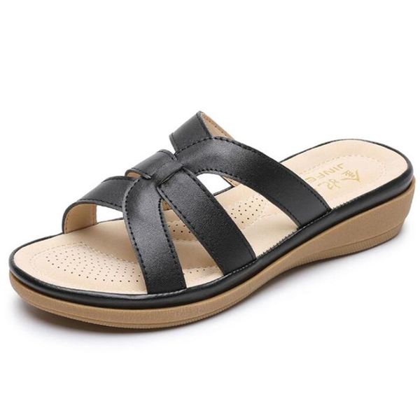 

indoor comfortable soft slippers women non-slip bathroom home shoes flat thick sole slides women's sandals qq124, Black